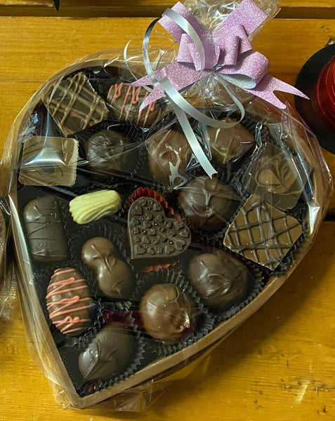 Queen Size Solid Chocolate Heart Box Filled With Case Chocolates